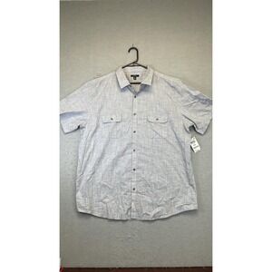 Alfani Shirt Mens XXL Gray SS Warren Short Sleeve Button Front 100% Cotton Woven